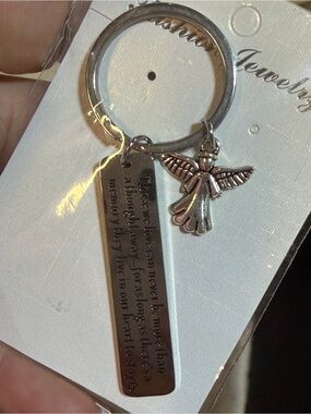 Silver Angel Memorial Keyring with Engraved Sympathy Bar